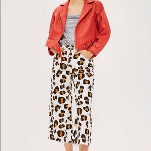 Topshop MOTO Cheeta Print Wide-leg Crop Jean sz25